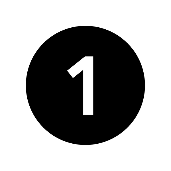 White number one centered on a black background