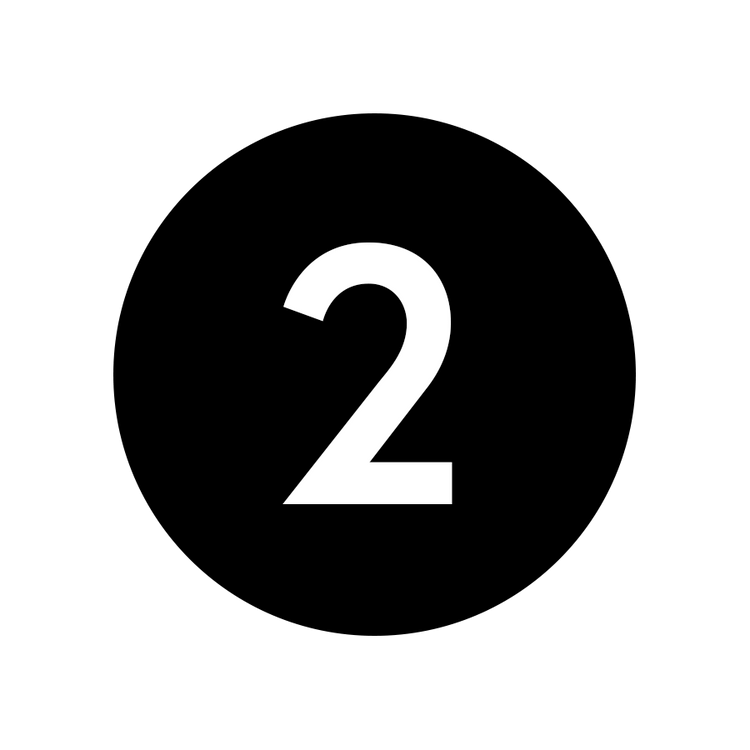 White number 2 centered on a black background